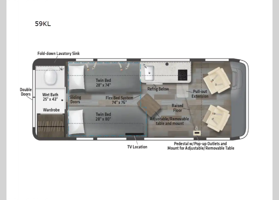 Floorplan - 2025 Travato 59KL Motor Home Class B