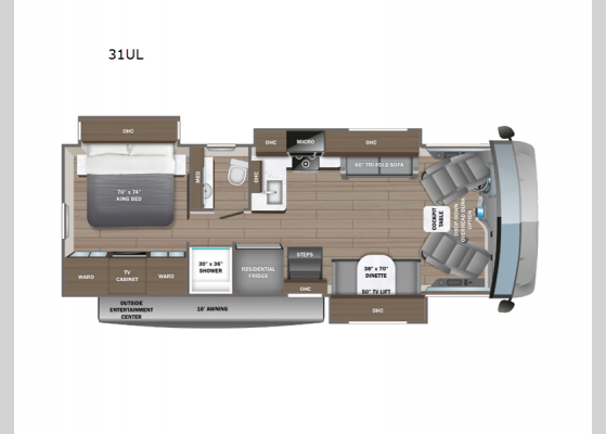 Floorplan - 2025 Precept 31UL Motor Home Class A