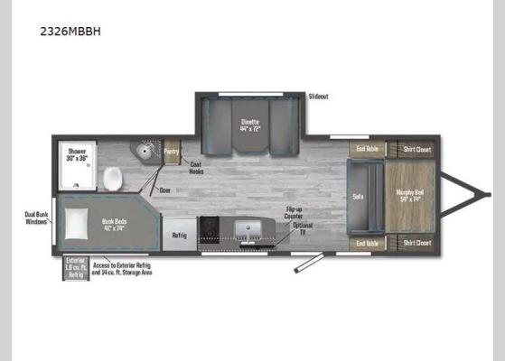 Floorplan - 2024 M-Series 2326MBBH Travel Trailer