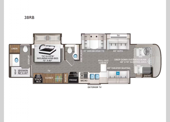 Floorplan - 2026 Riviera 38RB Motor Home Class A - Diesel