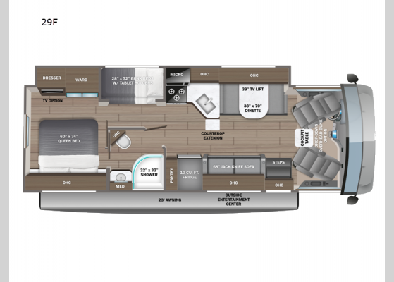 Floorplan - 2025 Alante 29F Motor Home Class A