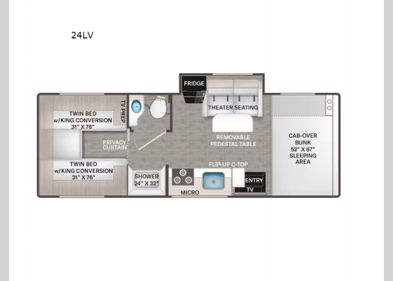 Floorplan - 2025 Four Winds Sprinter 24LV Motor Home Class C - Diesel