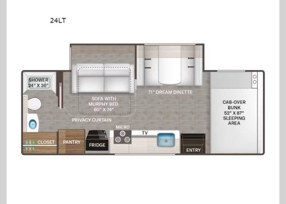 Floorplan - 2025 Four Winds Sprinter 24LT Motor Home Class C - Diesel