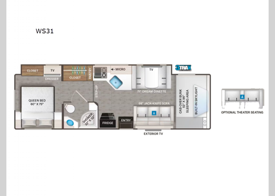 Floorplan - 2025 Quantum WS31 Motor Home Class C