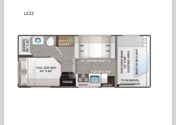 Floorplan - 2025 Quantum LC22 Chevy Motor Home Class C