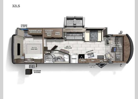 Floorplan - 2025 Mirada 32LS Motor Home Class A