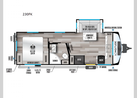 Floorplan - 2024 Longitude 230FK Travel Trailer