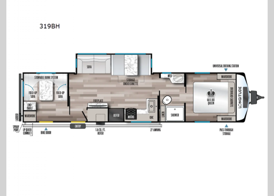 Floorplan - 2024 Longitude 319BH Travel Trailer