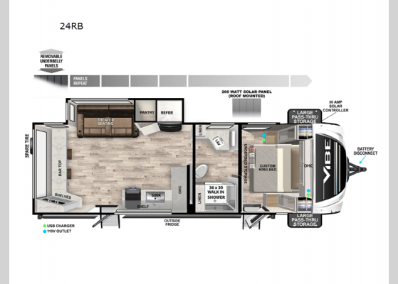 Floorplan - 2024 Vibe 24RB Travel Trailer