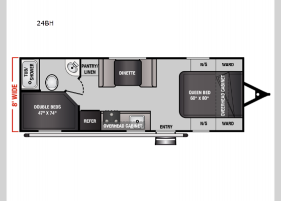 Floorplan - 2024 Northland Limited 24BH Travel Trailer