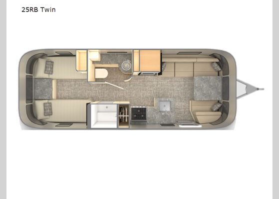 Floorplan - 2024 Flying Cloud 25RB Twin Travel Trailer