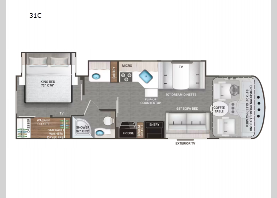 Floorplan - 2024 Hurricane 31C Motor Home Class A