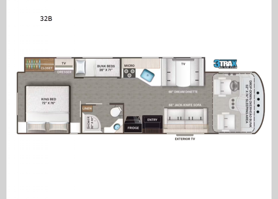 Floorplan - 2026 ACE 32B Motor Home Class A