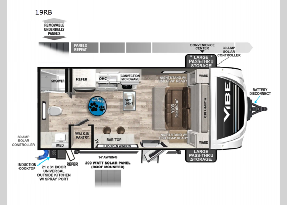 Floorplan - 2024 Vibe 19RB Travel Trailer