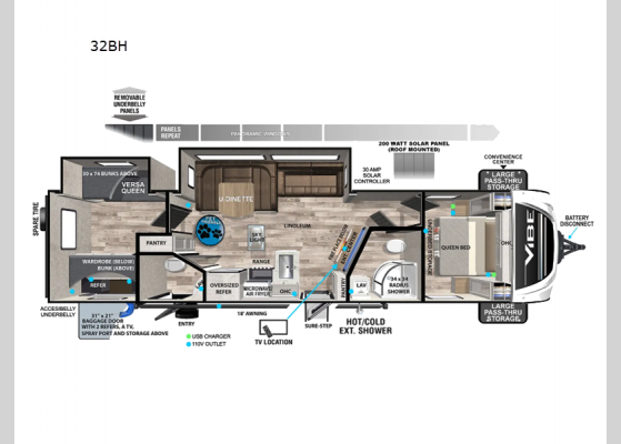 Floorplan - 2024 Vibe 32BH Travel Trailer