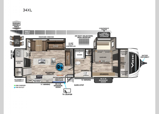 Floorplan - 2024 Vibe 34XL Travel Trailer