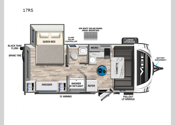 Floorplan - 2024 Vibe 17RS Travel Trailer