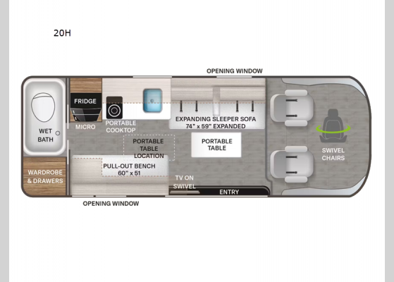 Floorplan - 2025 Tellaro 20H Motor Home Class B