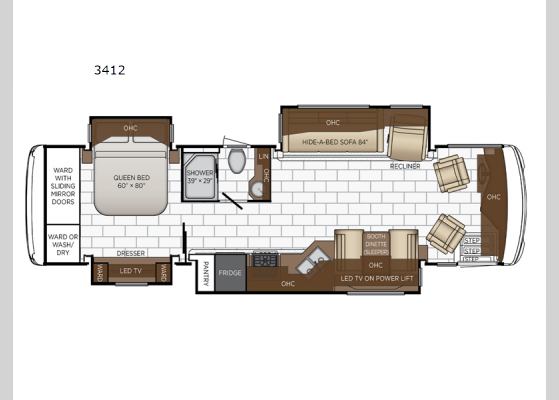 Floorplan - 2024 Ventana 3412 Motor Home Class A - Diesel