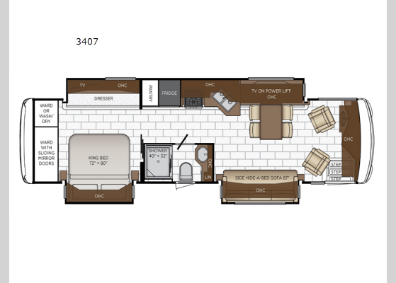 Floorplan - 2024 Ventana 3407 Motor Home Class A - Diesel