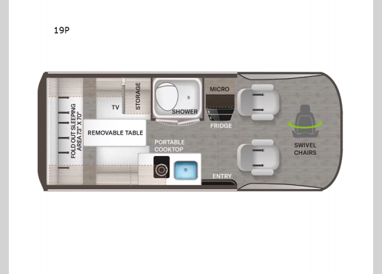 Floorplan - 2025 Tranquility 19P Motor Home Class B - Diesel