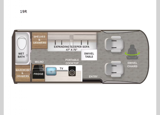 Floorplan - 2025 Tranquility 19R Motor Home Class B - Diesel