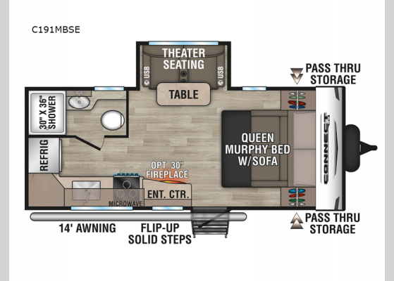 Floorplan - 2025 Connect SE C191MBSE Travel Trailer