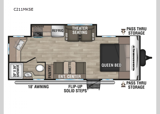 Floorplan - 2025 Connect SE C211MKSE Travel Trailer