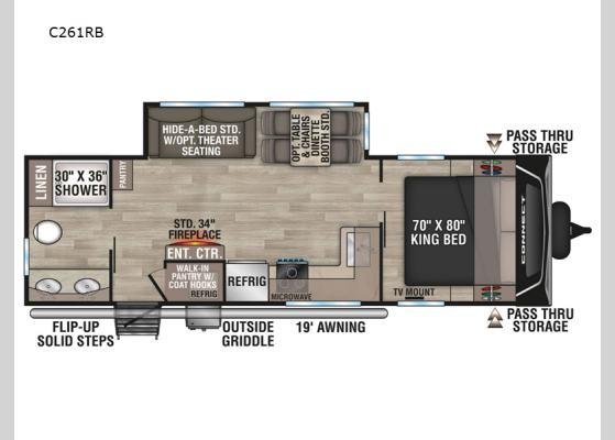 Floorplan - 2025 Connect C261RB Travel Trailer