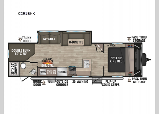 Floorplan - 2025 Connect C291BHK Travel Trailer