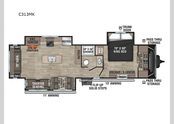 Floorplan - 2025 Connect C313MK Travel Trailer