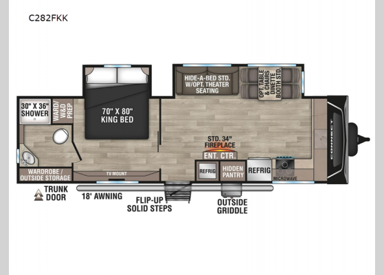 Floorplan - 2025 Connect C282FKK Travel Trailer