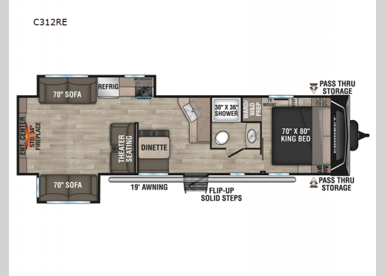 Floorplan - 2025 Connect C312RE Travel Trailer