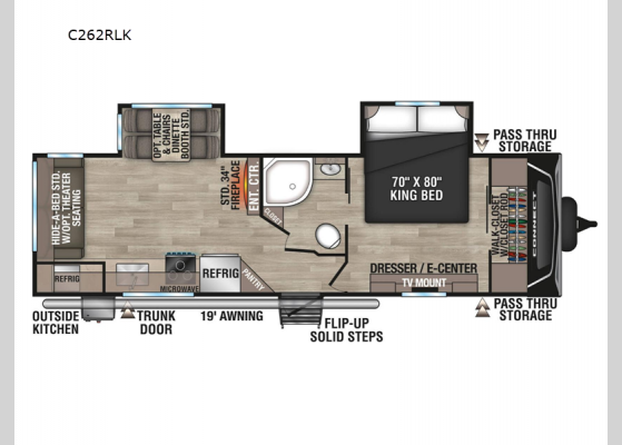 Floorplan - 2025 Connect C262RLK Travel Trailer