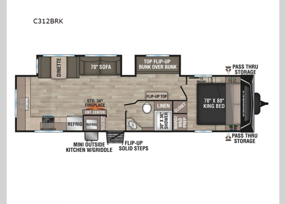 Floorplan - 2025 Connect C312BRK Travel Trailer