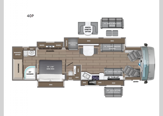 Floorplan - 2025 Aspire 40P Motor Home Class A - Diesel