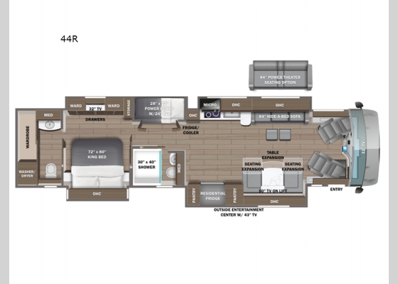 Floorplan - 2025 Aspire 44R Motor Home Class A - Diesel