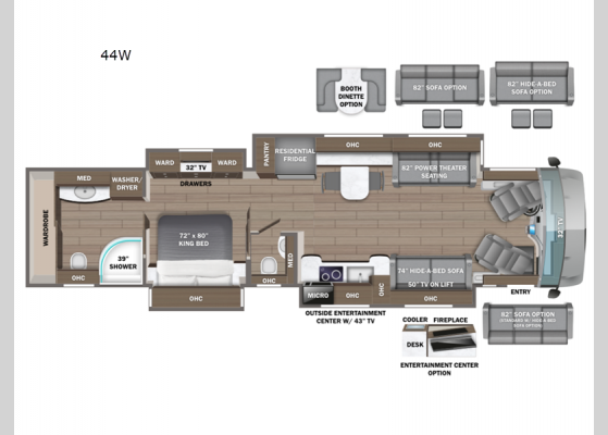 Floorplan - 2025 Aspire 44W Motor Home Class A - Diesel