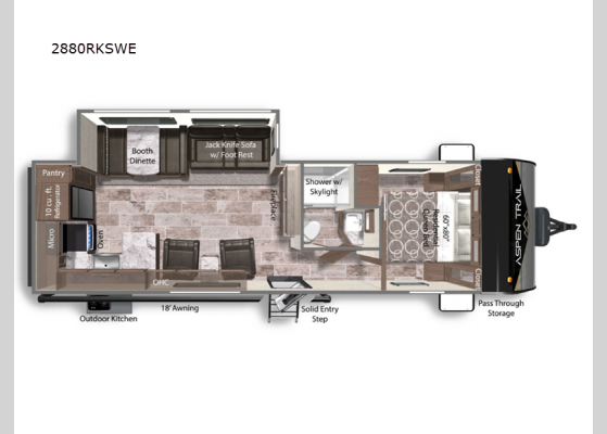 Floorplan - 2024 Aspen Trail 2880RKSWE Travel Trailer