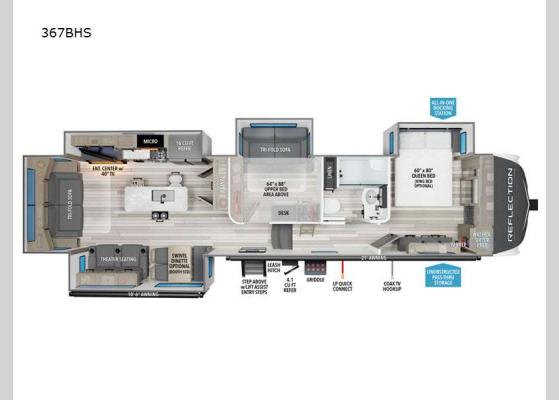 Floorplan - 2025 Reflection 367BHS Fifth Wheel