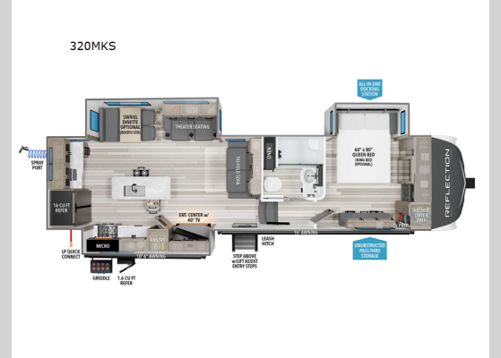 Floorplan - 2025 Reflection 320MKS Fifth Wheel