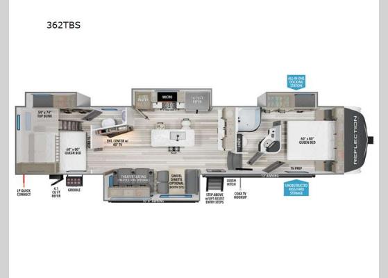 Floorplan - 2025 Reflection 362TBS Fifth Wheel