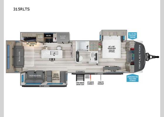 Floorplan - 2025 Reflection 315RLTS Travel Trailer