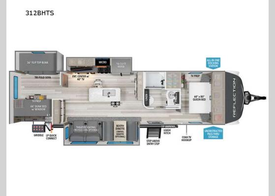 Floorplan - 2025 Reflection 312BHTS Travel Trailer