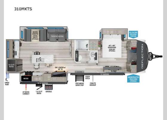 Floorplan - 2025 Reflection 310MKTS Travel Trailer