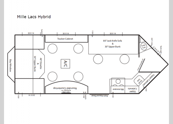 Floorplan - 2023 Ice Castle Fish Houses The Mille Lacs Hybrid Fish House