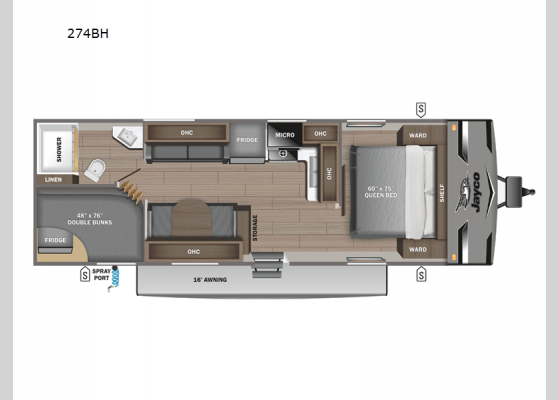 Floorplan - 2024 Jay Flight 274BH Travel Trailer