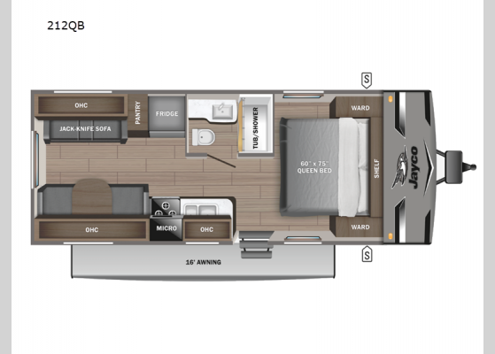 Floorplan - 2024 Jay Flight 212QB Travel Trailer