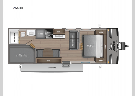 Floorplan - 2024 Jay Flight 264BH Travel Trailer