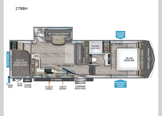 Floorplan - 2024 Reflection 150 Series 278BH Fifth Wheel